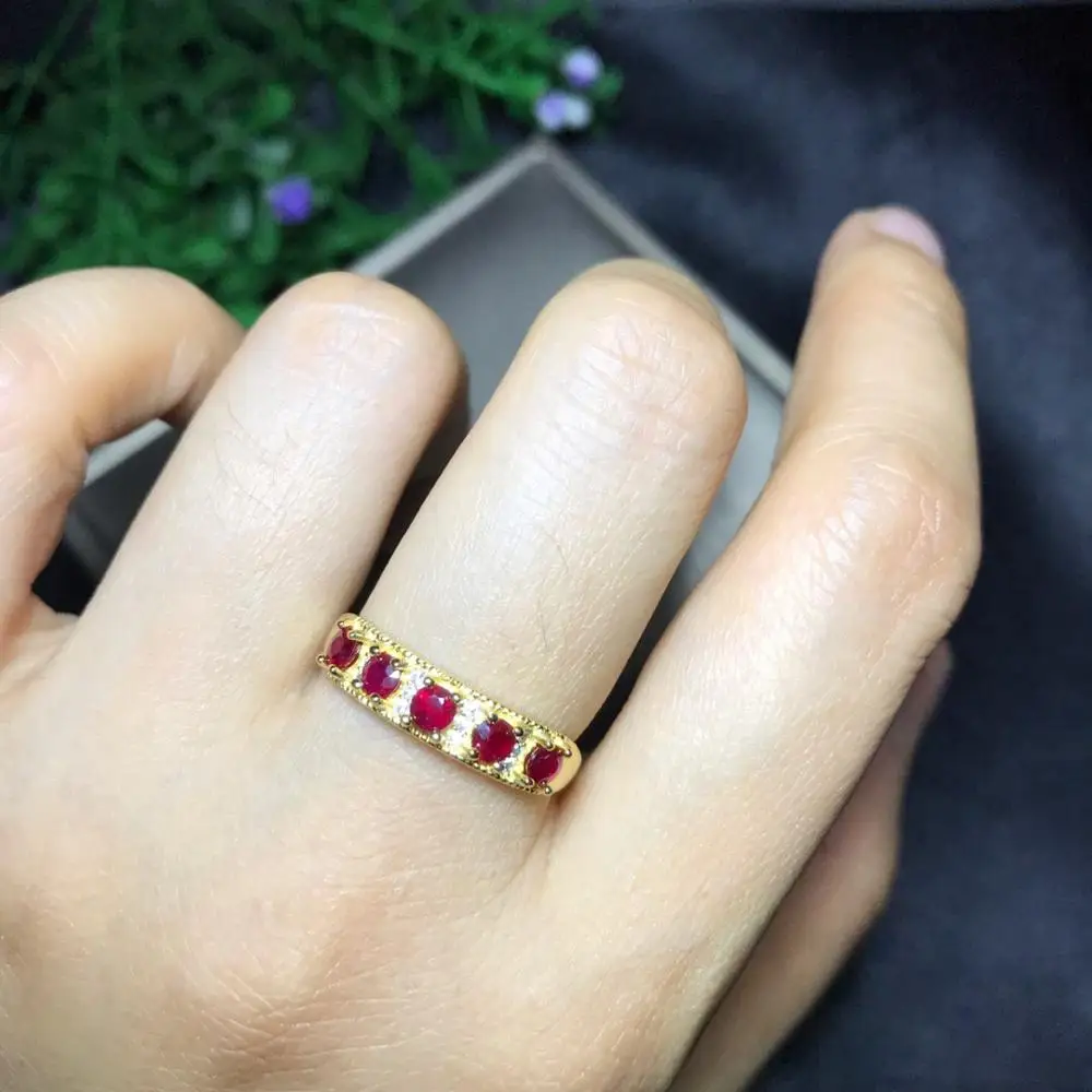 S925 Серебряное инкрустированное рубиновое кольцо размер основного камня: Круглый 3 мм можно регулировать! Стекловидный Кристалл чистые и красивые цвета