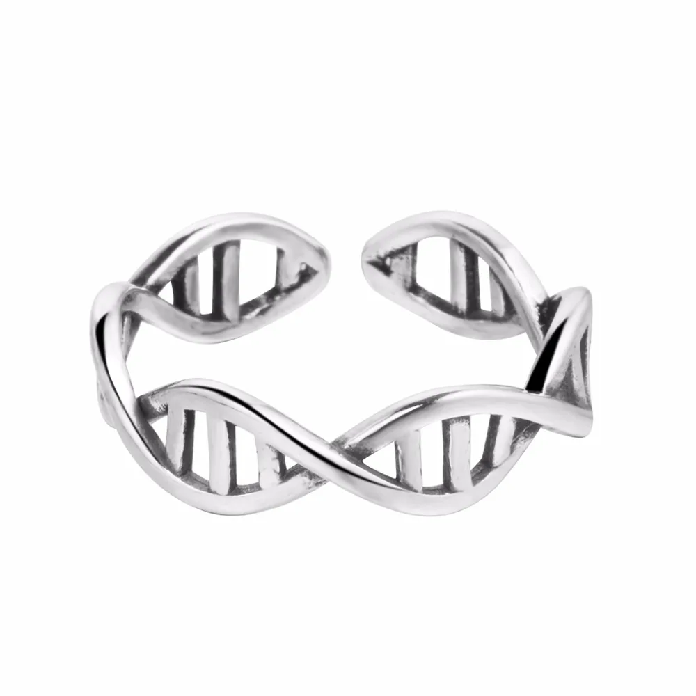 Научная химия старинное Серебряное Кольцо женское молекула DNA Infinity открытые Регулируемые кольца модные ювелирные изделия подарок на день рождения