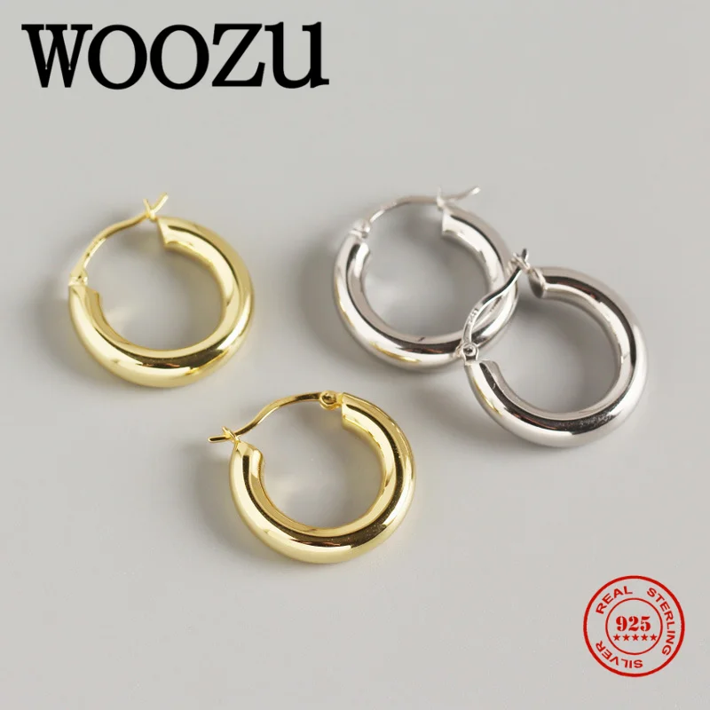 Женские французские серьги кольца WOOZU круглые из серебра 925 пробы в стиле барокко