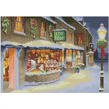 

Christmas toy store Counted Cross Stitch 11CT 14CT 18CT DIY ChineseCross Stitch Kits Embroidery Needlework Sets home decor