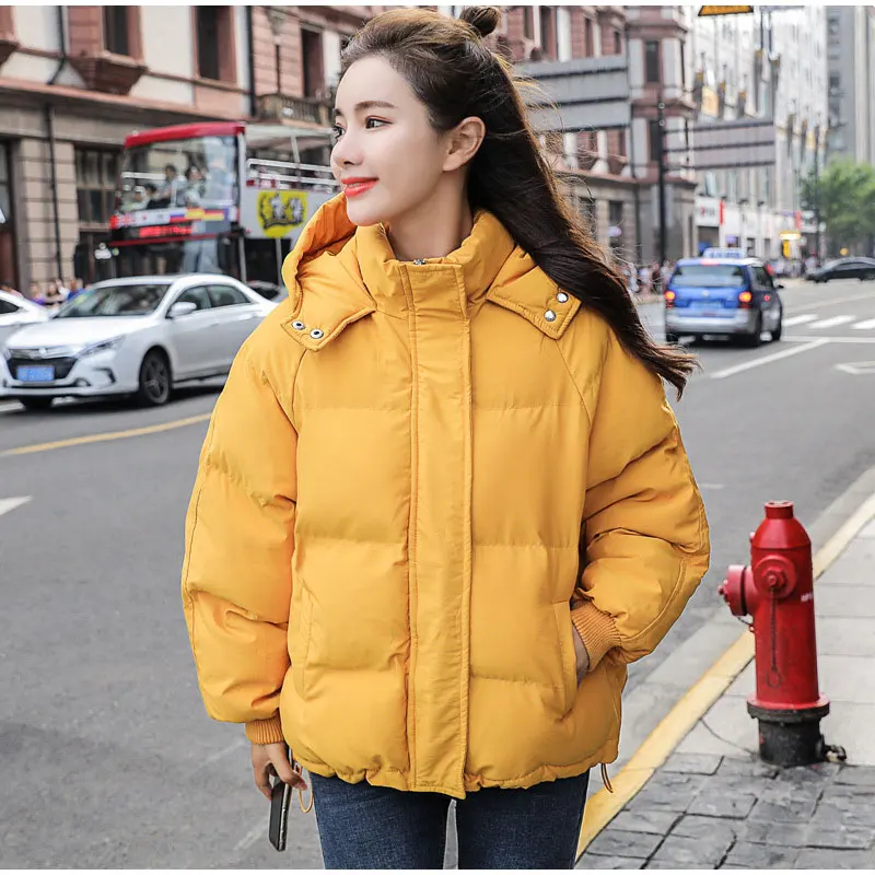 Women Parkas Autumn Hooded Down Jackets Casual Cotton Padded Short Parkas Female Winter Fashion Warm Casual Parka Overcoat