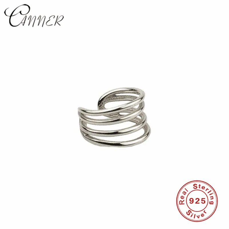 silver 1pc CANNER Мода 925 пробы Серебряная Ушная манжета Клипсы Серьги для женщин ушные манжеты без Имитация пирсинга серьги, Надеваемые На ушной хрящ обруч серьги - Окраска металла: silver 1pc