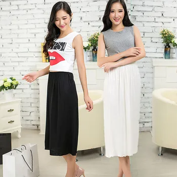 

Woman Half Slips Modal Solid Skirt Petticoat Knee Length dress Lady Underskirts Vestidos Summer Cheap Skirts Underdress Summer