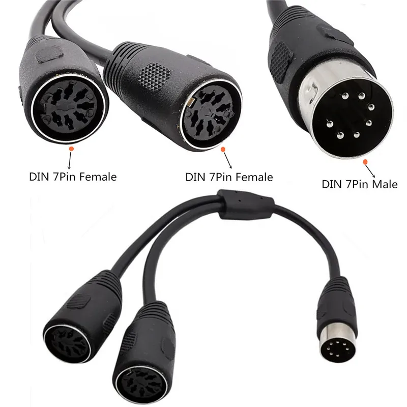 

MIDI DIN 7-Pin Splitter Y Adapter 7-Pin male to 2 female cable 0.3m