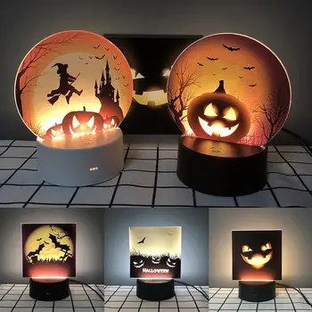 

Halloween Pumpkin Bat 3D Illusion Lamp Remote Touch LED Night Light Kids Baby Sleeping Decor Xmas Gifts