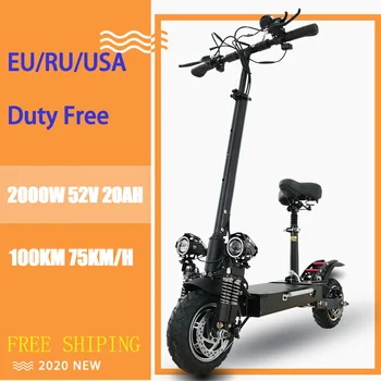 

E Scooter 52V 2600W Adult Foldable Electric Scooter Powerful Off Road Scooter Long Hoverboard with USB Port Removable Seat