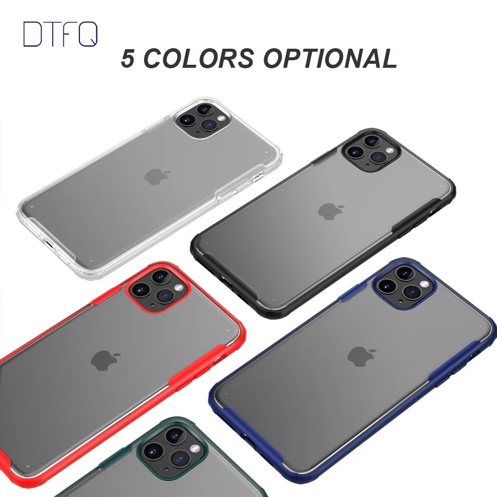 DTFQ Case for iPhone 11 11 Pro Max Hybrid Hard PC Soft TPU Silicone Cover Matte Shockproof Case for iPhone XR Xs Max X 7 8 Plus
