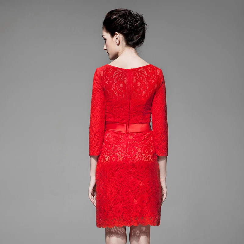 Короткие красные невесты vestido de festa longo модные вечерние платья для женщин кружевные вечерние платья с длинным рукавом для выпускного вечера