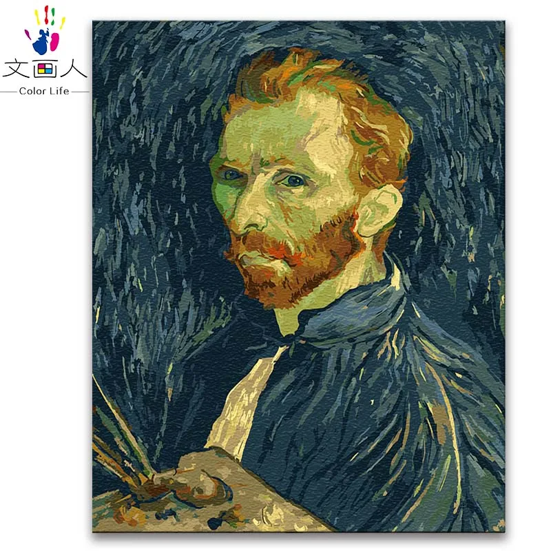 3328 self portrait Картина «сделай сам» по номерам картины Винсента Ван Гога «Звездная ночь» Абстрактные Художественные картины по номерам с цветами - Цвет: 3328 self portrait