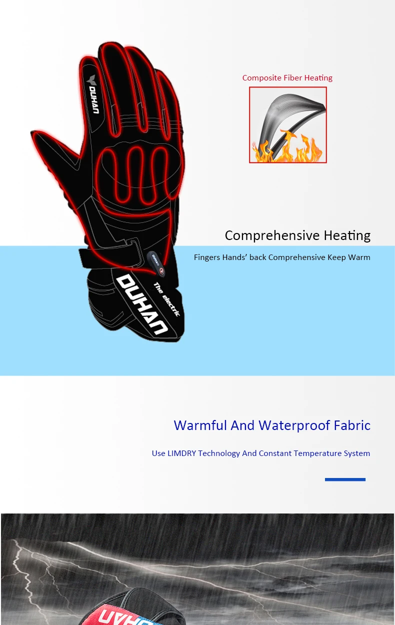 high quality Helmet Motorcycle DUHAN Heated Gloves With Battery Powered Winter Outdoor Thermal Motorcycle Riding Gloves 100% Waterproof Keep Warm Moto Guantes prescription motorcycle glasses