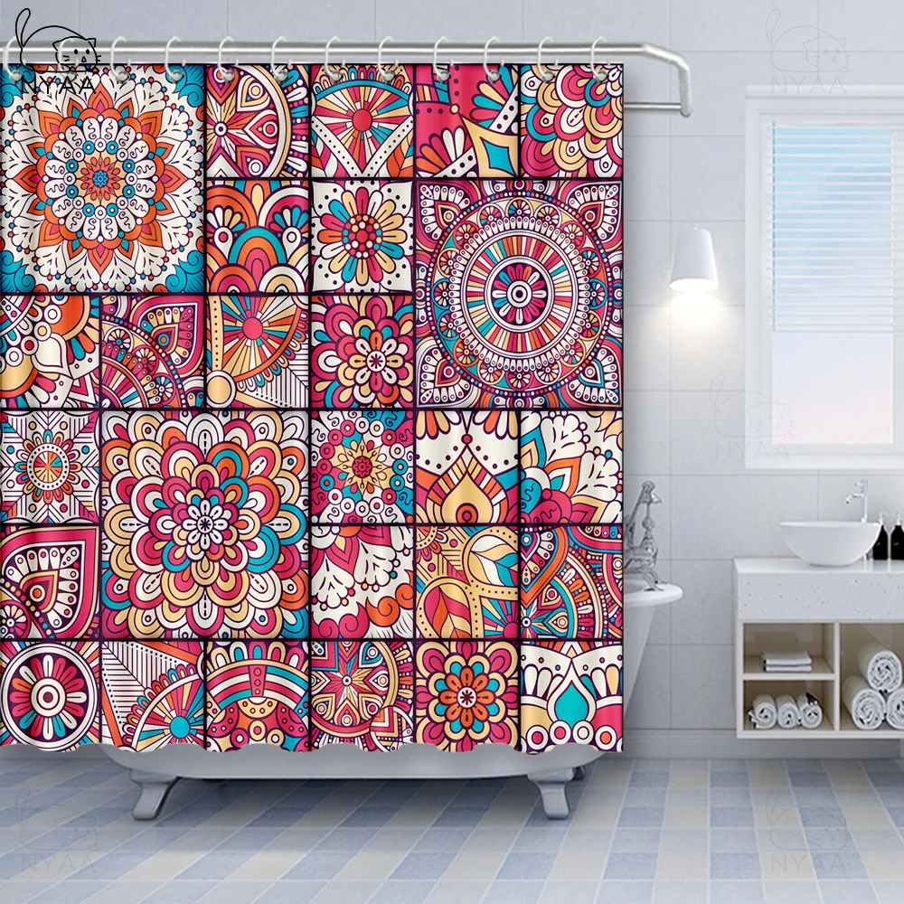 Занавеска для душа Vixm желтая и синяя занавеска мозаика португальский азулджо