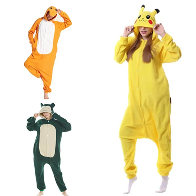 Горячая японская аниме игра Покемон Пикачу Footed Pajama Charmander Snorlax Косплей костюмы одежда для отдыха одежда для сна