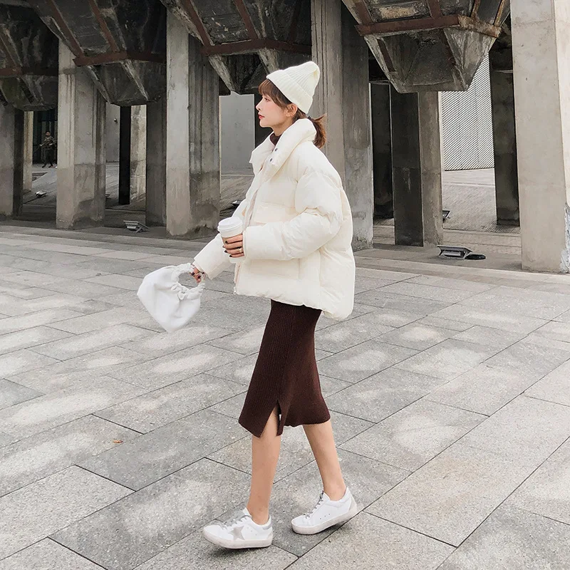 

Cotton-padded Jacket Women's 2018 New Style Winter Korean-style Students Loose-Fit down Coat Winter Cotton Dress Coat Women's Th