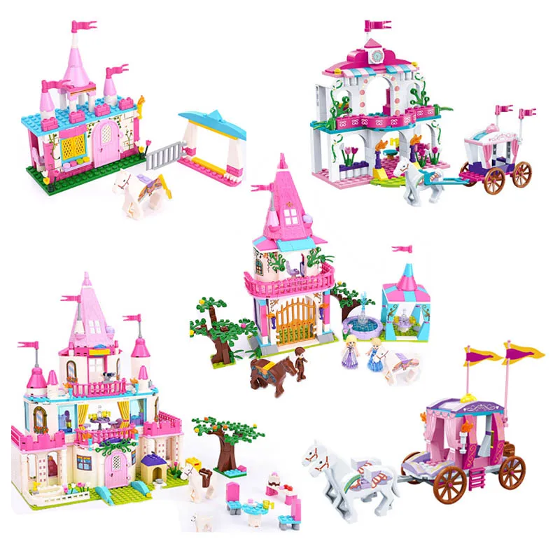 

Princess Castle Carriage Royal Celebration Building Blocks Set Figures Friends Bricks Kid Toys For Children Girl Gifts