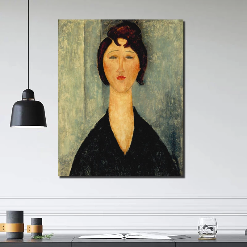 Портрет молодой женщины Amedeo Modigliani холст живопись печать гостиная домашний декор