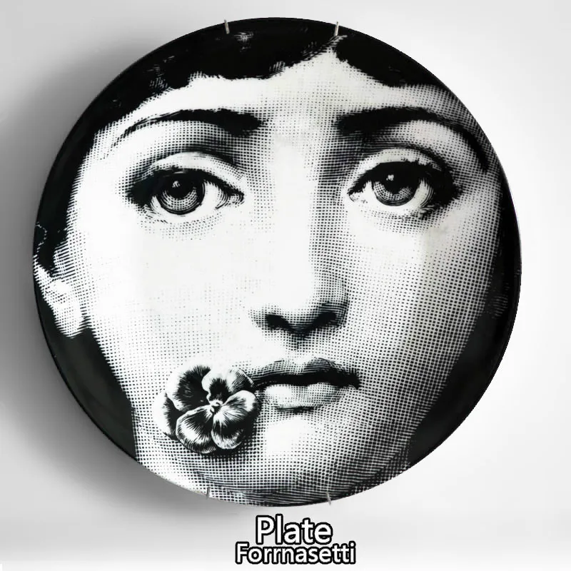 Топ Моды Milan rosenthal Piero fornasetti тарелки цвет черный и белый иллюстрации подвесные блюда образец комнаты дома отель украшения - Цвет: 27