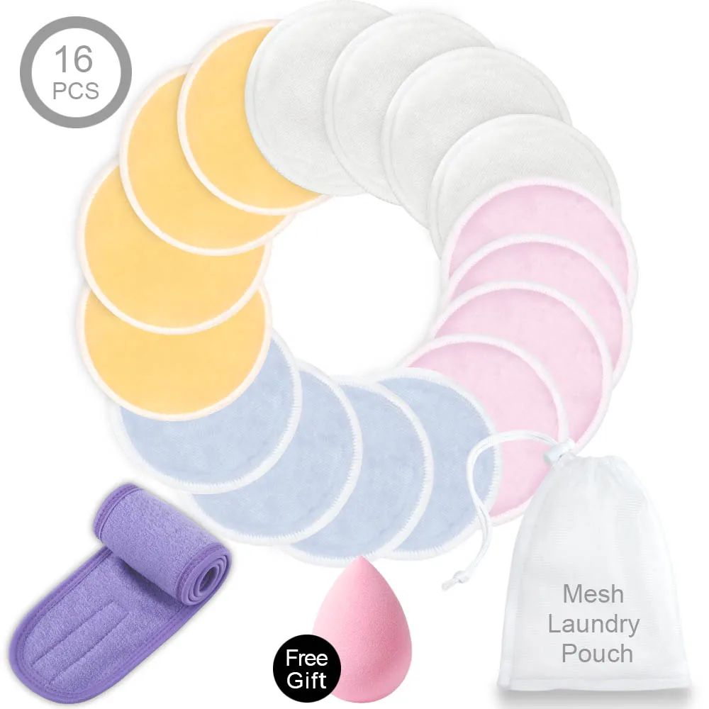 4 Colour Set 4 Моющиеся ватные диски, бамбуковые салфетки для снятия макияжа, многоразовые хлопковые подушечки для ресниц, повязка на голову, повязка для волос, спа-обертка для макияжа - Цвет: 4 Colour Set 4