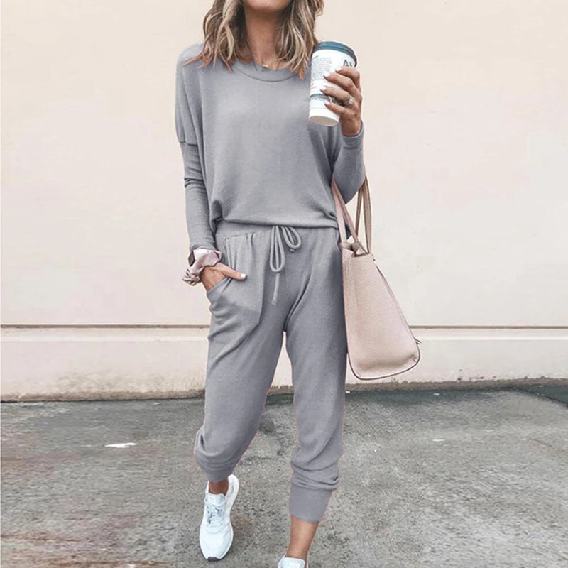 Women's Sportswear Set Sweatshirt+long Pants Yoga Suit Jogging Clothes Gym Workout Fitness Training Yoga Sports Running Suit