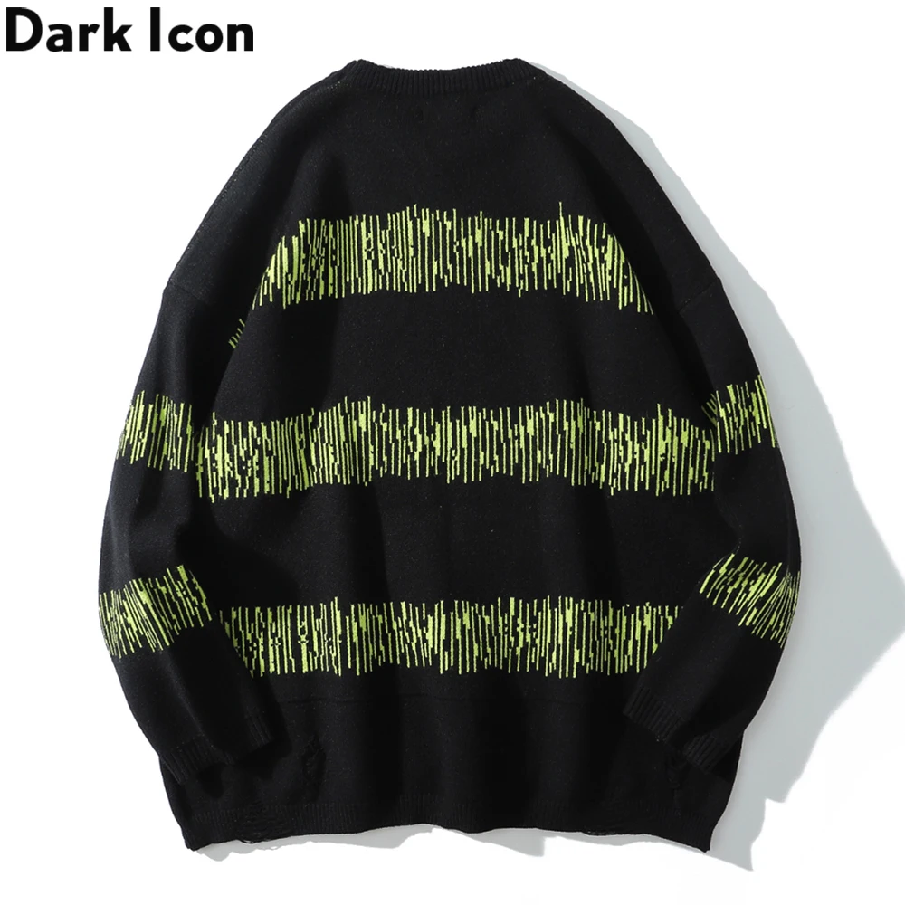 

DARK ICON Letters Stripe Sweater Men Crew Neck Hipster Sweaters Knitwear Women Sweaters Man Clothing