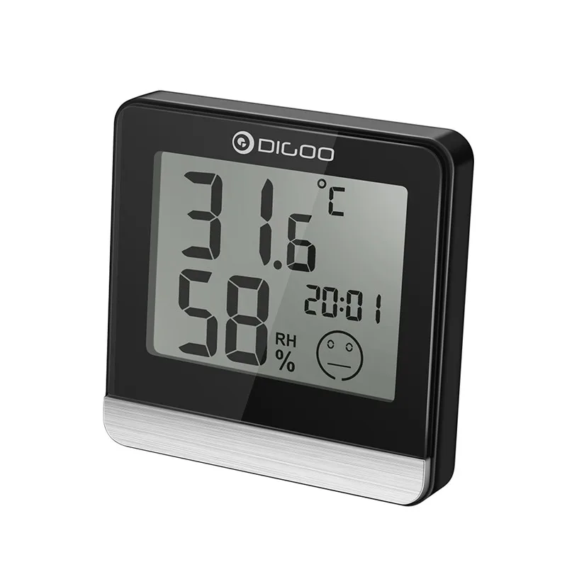 Digoo DG-BC20 ванная комната ЖК-цифровой термометр с дисплеем времени IP45 водонепроницаемый датчик температуры влажности гигрометр монитор - Цвет: Черный