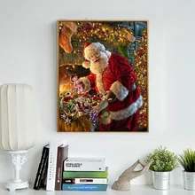 Diy diamante paintingchristmas mosaico ponto cruz papai noel arte kits artesanato artesanal adesivos de parede decoração para casa(China)