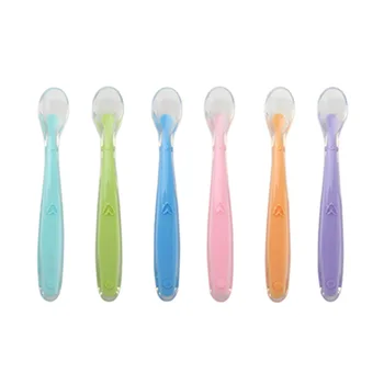 Hot Sale Baby Soft Silicone Spoon Candy Color Temperature Sensing Spoon Children Food Baby Feeding Tools 2