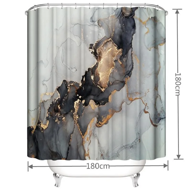 moderno poliéster tecido lavável banho cortinas 3d