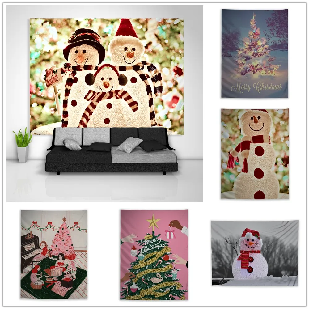 Christmas Snowman Winter Tapestry Art Wall Hanging Sofa Table Bed Cover Home Decor Poster | Дом и сад