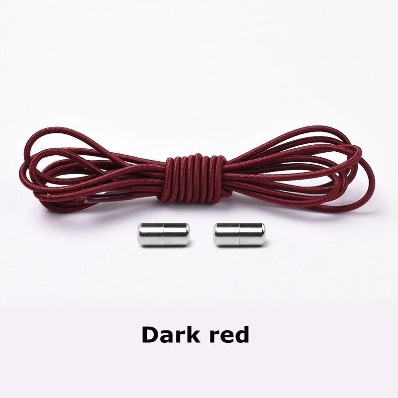 Dark red 1 пара, 25 цветов, эластичные фиксирующие шнурки, Круглые, без завязок, шнурки для обуви, для детей и взрослых, быстро тянущиеся кроссовки, шнурки для обуви, шнурки для шнурков - Цвет: Dark red