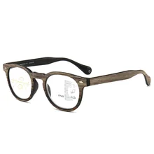 Ретро Круглый Дизайн Деревянные зерна прогрессивные очки для чтения анти синий светильник Пресбиопия очки анти усталость компьютерные очки