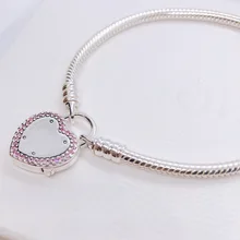 Браслет-цепочка в форме змеи с замком, подходит для женщин, бусины из стерлингового серебра 925, Браслет-Шарм, европейские ювелирные изделия