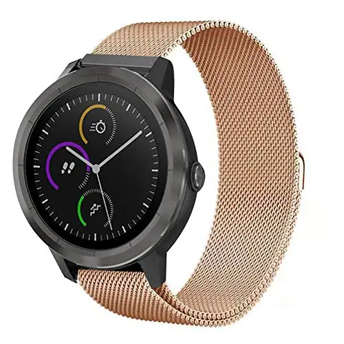 Rosegold Сменный ремешок для смарт-часов Garmin Vivoactive 3 Нержавеющая сталь браслетный ремешок для часов для Garmin Vivoactive3/samsung Galaxy Активный 42 мм - Цвет ремешка: Rosegold