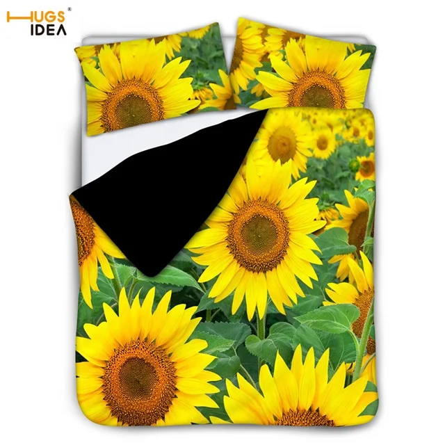 HMM1142Z36 3Piece Comfortable Sunshine Flowers Duvet Cover Sunflower Pillow Case Pillow Cover set 2Pillow Shams Sofa Couch Bed Pillowcases - Цвет: HMM1142Z36