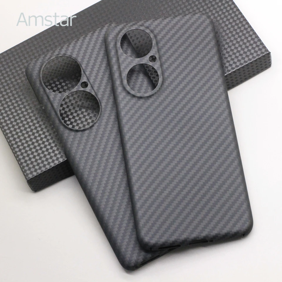 Amstar Luxury Pure Carbon Fiber Phone Case for Huawei P50 Pro Ultra-thin Anti-drop Business Aramid Fiber Cover for Huawei P50