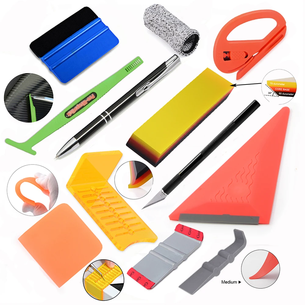 

EHDIS Vinyl Carbon Fiber Tools Kit Window Tint Adhesive Film Silicone Rubber Squeegee Scraper Motorcycle Sticker Car Wrap Cutter
