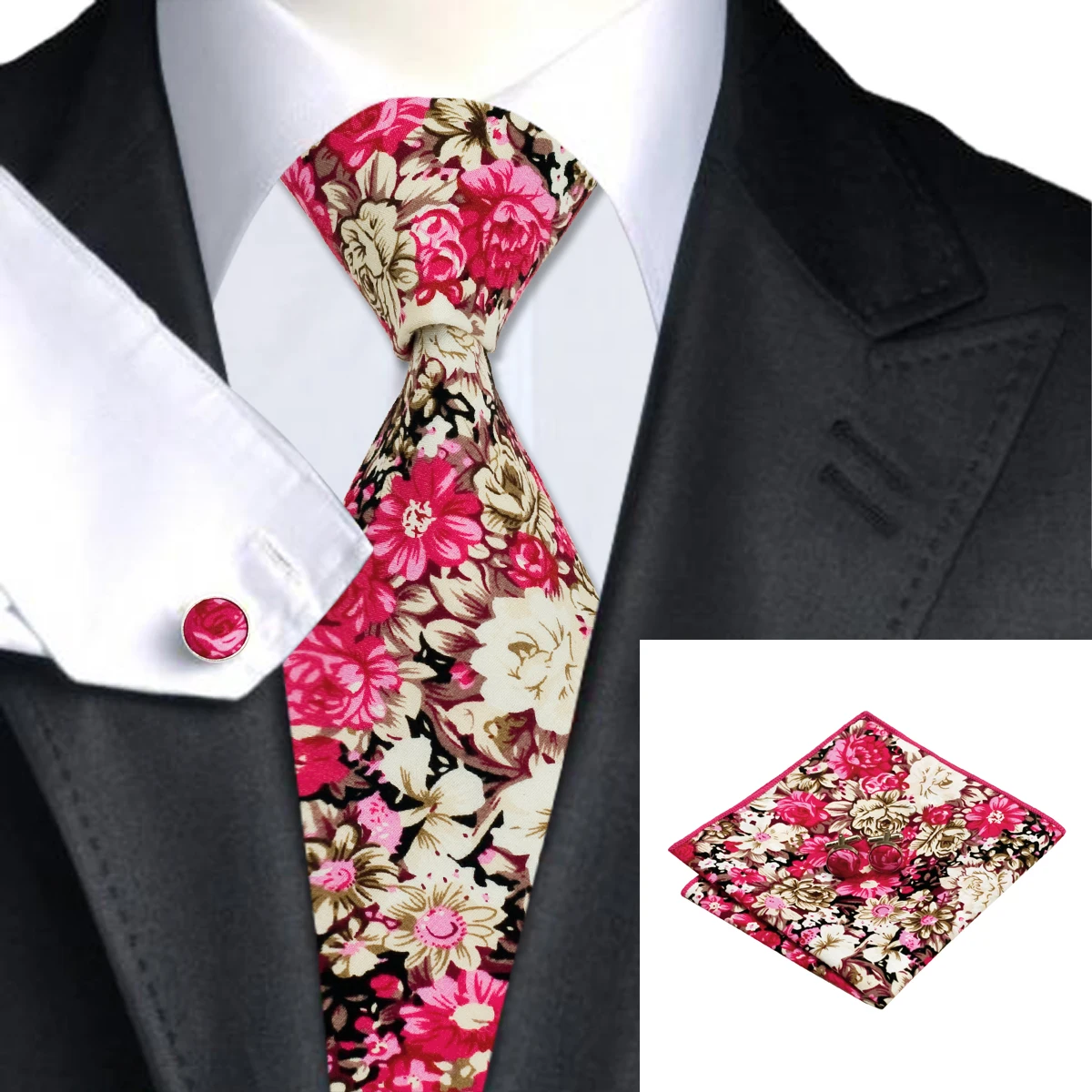 Hi-Tie Handky запонки набор 150 см большой мужской галстук красный шелк галстуки для мужчин роскошный цветочный модный дизайнерский Свадебный галстук