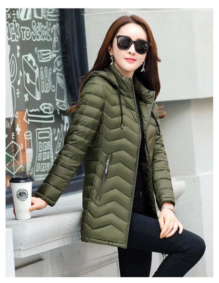 Зима, стиль, корейский стиль, пальто, легкий пуховик, женский, большой размер, стоячий воротник, женское платье