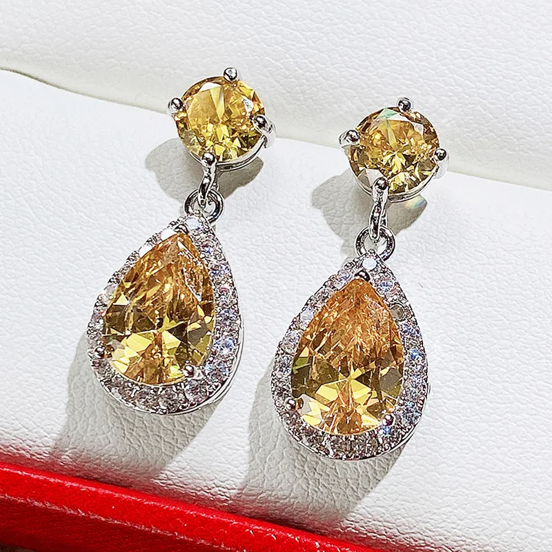 Dangle Earrings female bright crystal zirconia stone 5 colors available noble women party accessories jewelry gift dangle earrings crystal earrings drop earrings pendant earrings long earrings