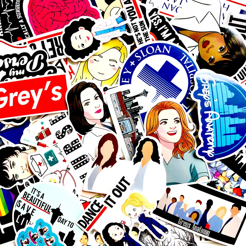50 шт./компл. ТВ-шоу GREYS Anatomy забавные ПВХ Скрапбукинг для багажа ноутбука телефонные наклейки DIY стикеры для альбомов подарок докторов