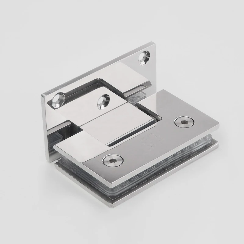 Glass Door Bathrooms Stainless Steel 304 Wall Mount Glass Shower Fixing Clip Chrome Door Hinge (90 Degrees is open) Stainless Steel Hinges Door Hinges