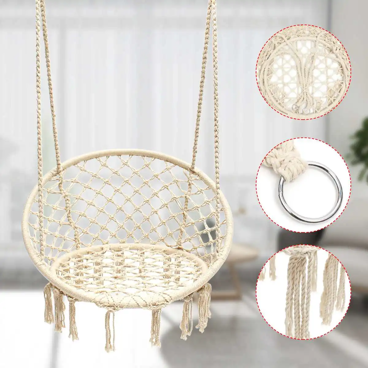 Открытый Крытый ручной работы вязаный круглый подвесной гамак стул в