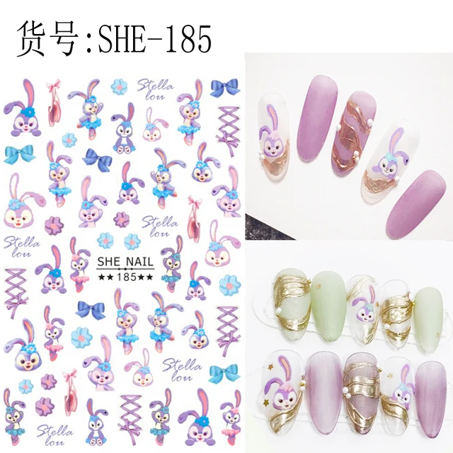 1PCS Disney Cartoon Anime Stitch Nail Sticker Mickey Mouse Donald Duck Nail Slider Dumbo Lion King Art Nail Decoration 185
