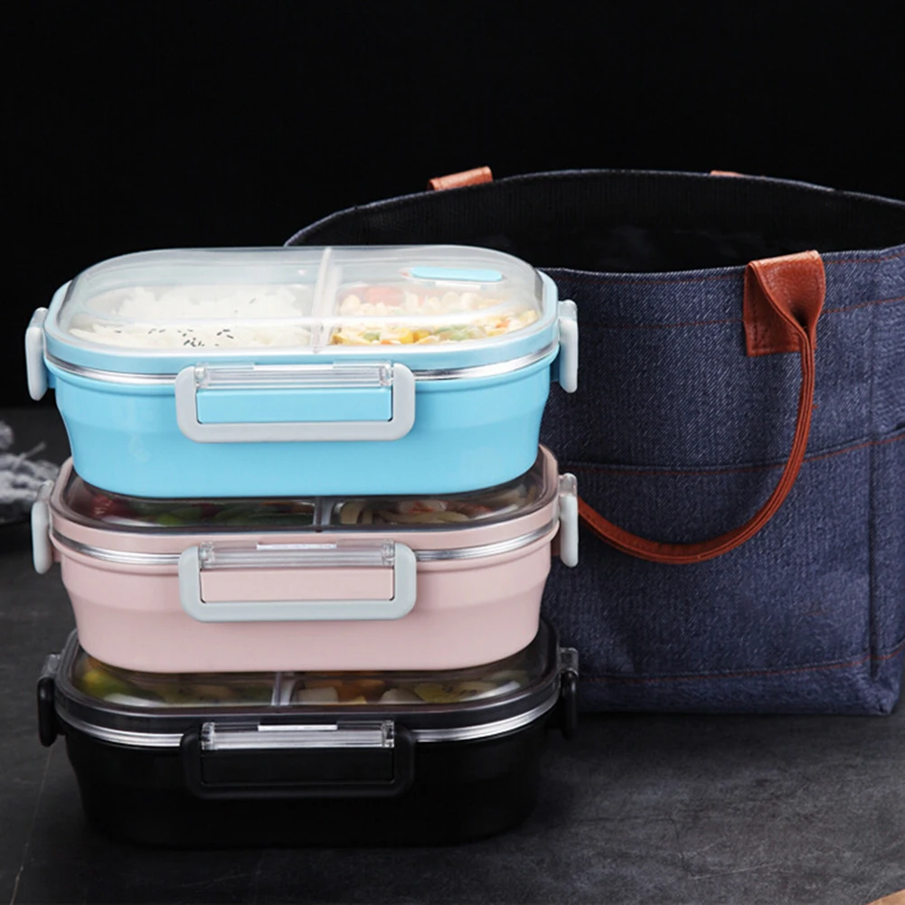 Модные Портативный Нержавеющая сталь герметичная конструкция Bento Коробки для обедов безопасный Еда Хранения Чехол Контейнер с ручкой