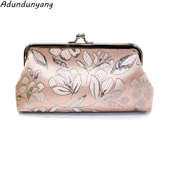 

New embroidered long ladies wallet buckle canvas coin purse phone bag women clutch