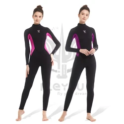 3MM Neoprene Wetsuit Women One-Piece Long-Sleeve Sun-Proof Warm And Cold-Proof Swimming Surfing Snorkeling Deep Diving Wetsuit