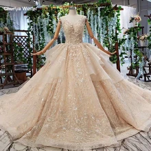 HTL809 Свадебные платья цвета шампань или невесты Бисероплетение Аппликации v-образным вырезом кружево на тонких бретелях длинное свадебное платье abito da sposa