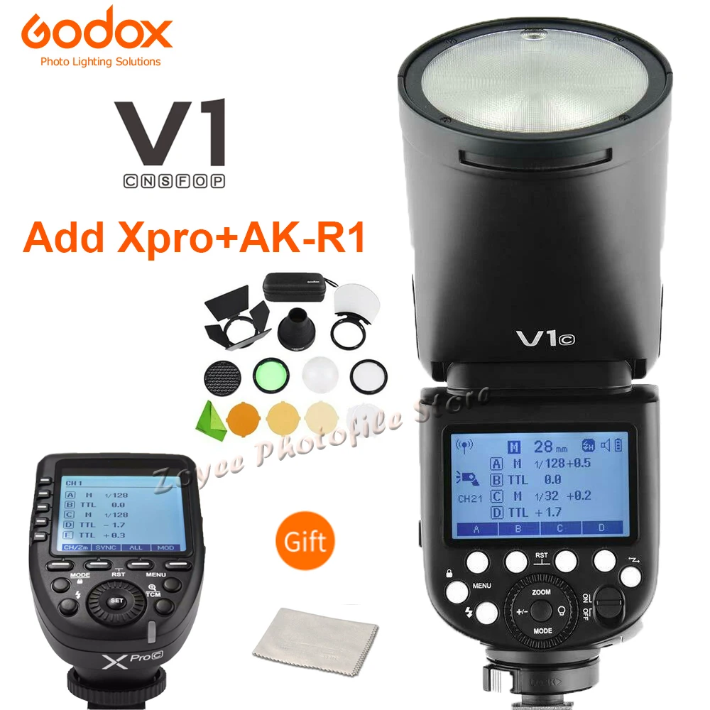 Godox V1 V1S/V1N/V1C/V1O/V1F ttl Li-Ion круглая головка вспышка для фотоаппарата вспышка для Nikon/sony/Canon/Fujifilm/Olympus w/XPRO триггер - Цвет: V1 Xpro AKR1