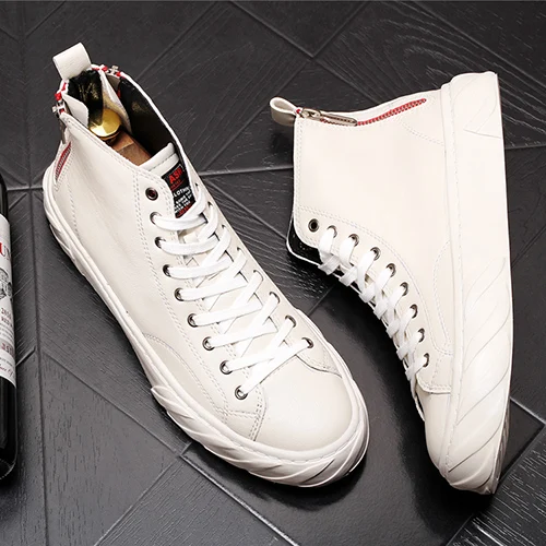 Men Casual Shoes Leather Shoes Men Spring Autumn Fashion Men Boots Fashion New Casual Leather Boots Genuine Leather Men Shoes - Цвет: Бежевый