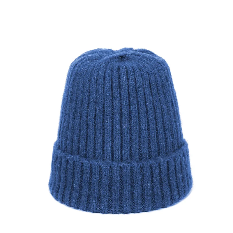 Зимняя детская шапка с натуральным мехом, вязаные шерстяные шапки в стиле бини, милые уличные теплые толстые вязаные шапочки для девочек и мальчиков - Цвет: R
