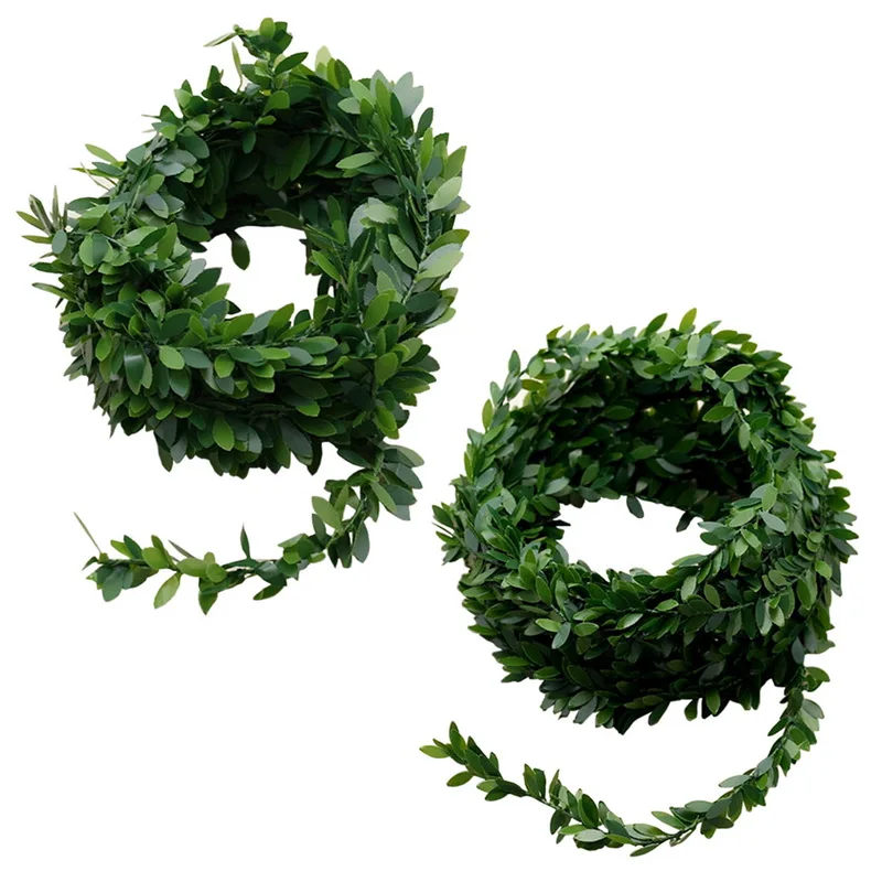

7.5m Artificial Green Leaf Vine Artificial Leaf Wreath Iron Wire Simulated Vine For Wedding Party Ceremony And Home Decoration